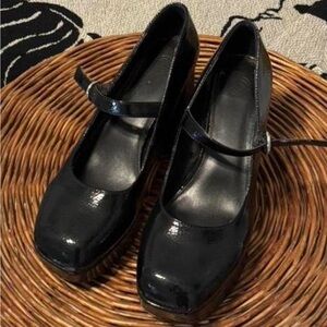 Urban Outfitters Black Mary Jane Heels with Adjustable Strap